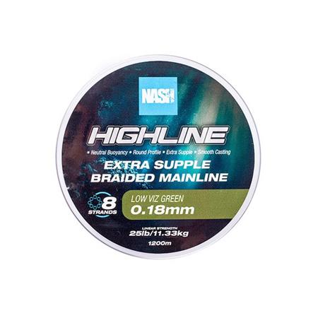 Πλεκτή Πετονιά Nash Highline Floating Braid Green - 1200M