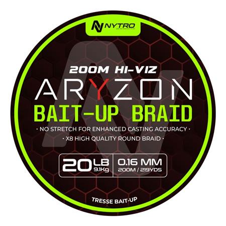 Πλεκτή Πετονιά Nytro Aryzon Hiviz Bait-Up Braid - Λάιμ Πράσινο - 200M