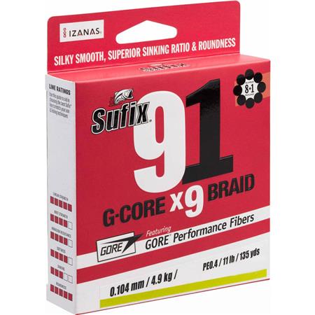 Πλεκτή Πετονιά Sufix 91 G-Core Φωσφοριζέ Κιτρινοπράσινο