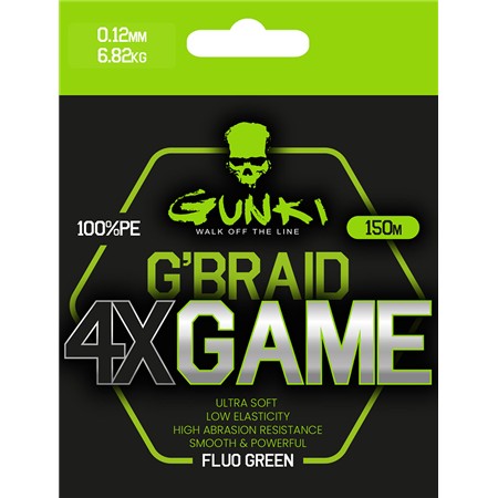 Πλεξούδα Gunki G’Braid 4X Game - Φωσφοριζέ Πράσινο -150M
