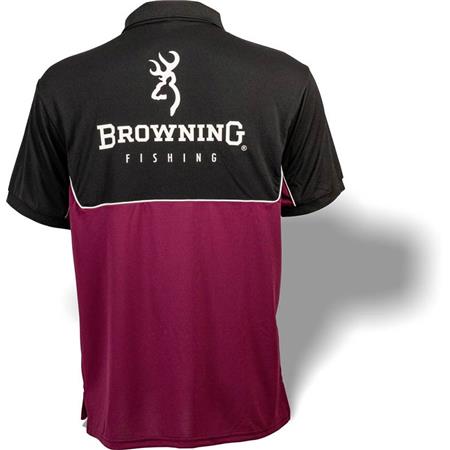 POLO MANCHES COURTES HOMME BROWNING DRY FIT - NOIR/BORDEAUX
