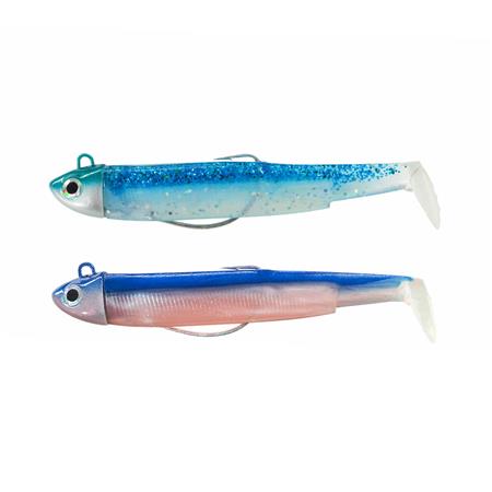 Pre-Rigged Soft Lure Fiiish Double Combo Black Minnow 120 + Jig Head Search