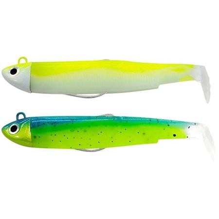 Pre-Rigged Soft Lure Fiiish Double Combo Black Minnow 90 + Jig Head Search