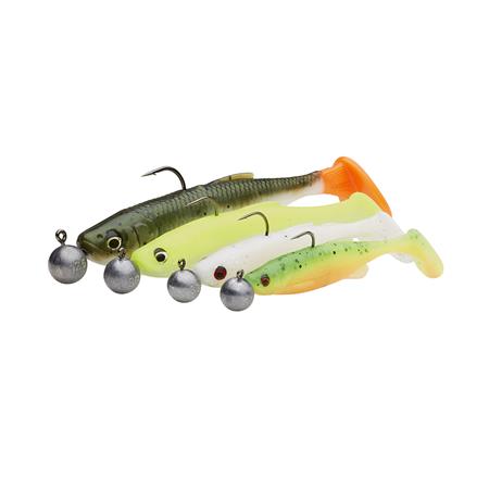 PRE-RIGGED SOFT LURES KIT SAVAGE GEAR FAT MINNOW T-TAIL RTF