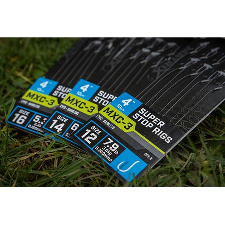 PRE-TIED HOOK FOX MATRIX MXC-3 4” SUPER STOP RIGS - PACK OF 8