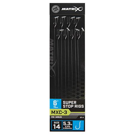 Pre-Tied Hook Fox Matrix Mxc-3 6” Super Stop Rigs - Pack Of 8