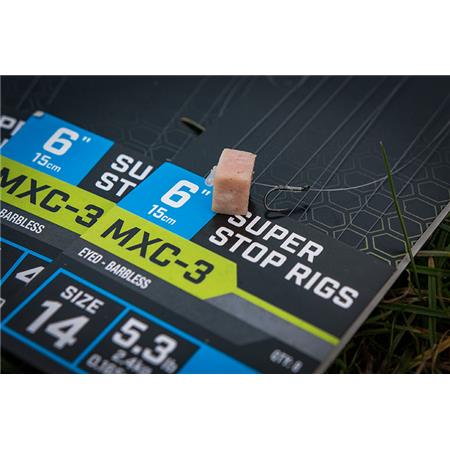 PRE-TIED HOOK FOX MATRIX MXC-3 6” SUPER STOP RIGS - PACK OF 8