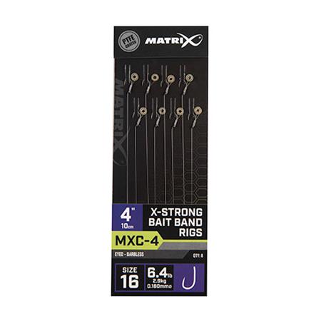 Pre-Tied Hook Fox Matrix Mxc-4 4” X-Strong Bait Band Rigs - Pack Of 8