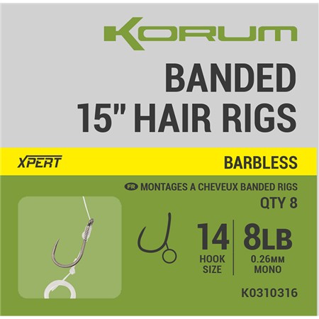 PRE-TIED HOOK KORUM BARBLESS HAIR RIGS