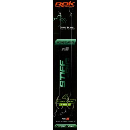 Przypon Rok Fishing Stiff Rig Curve Shank Barbless - Pack De 2