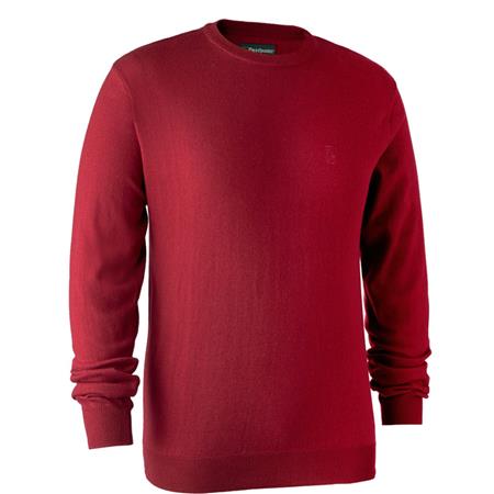 PULL HOMME DEERHUNTER KINGSTON KNIT WITH O-NECK - ROUGE