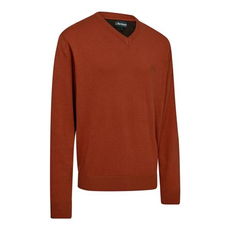 Pull Homme Deerhunter Tricot Col En V Harrington - Oak Rust Melange