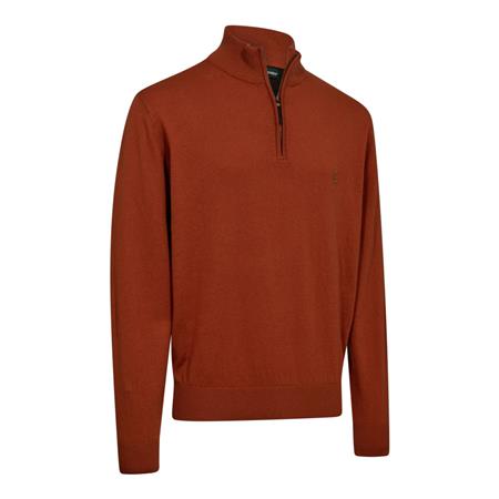 Pull Homme Deerhunter Tricot Harrington ½-Zip - Oak Rust Melange