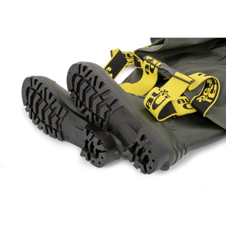 PVC-VADERS BLACK CAT GREEN BOOTED WADERS
