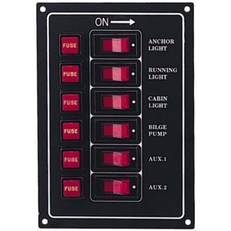 Quadro Elétrico Plastimo Aluminium Anodise - 6 Interrupteurs