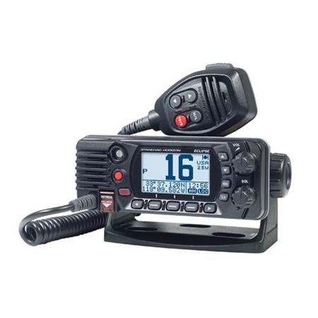 RADIO VHF FIJA COMPACTA 25W CLASE D IPX8 NEGRA CON ANTENA GPS INTERNA STANDARD HORIZON