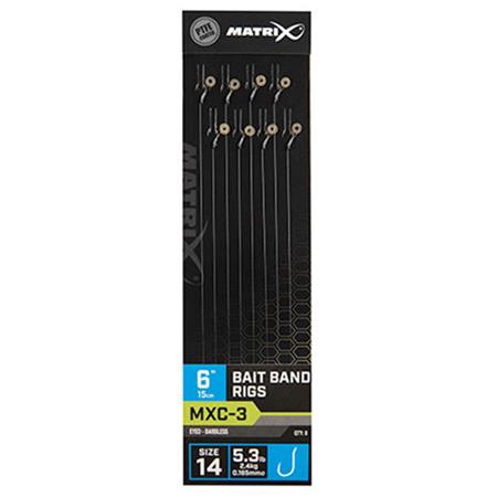Ready-Tied Hook Fox Matrix Mxc-3 6” Bait Band Rigs - Pack Of 8