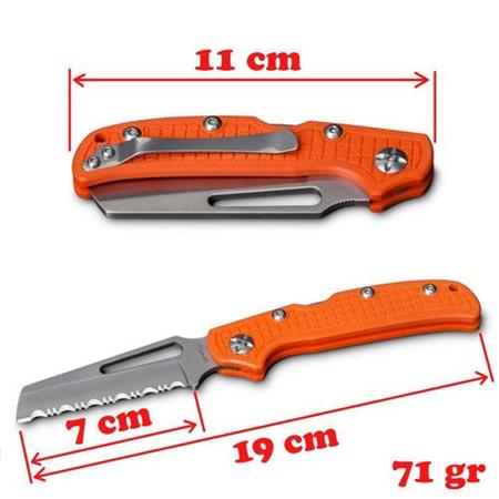 RESCUE AND EMERGENCY FOLDING KNIFE HPA ORANGE SERRATED TEETH