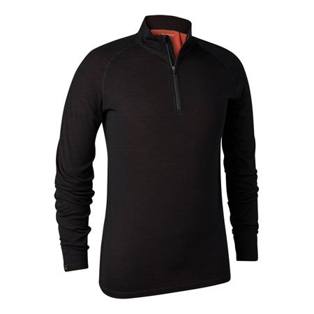 Ropa Interior Hombre Deerhunter Maillot De Corps Demi-Zippé Quinn Merino - Black Oak
