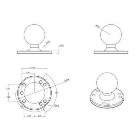 ROUND BASE RAM MOUNTS À VISSER AVEC BOULE C