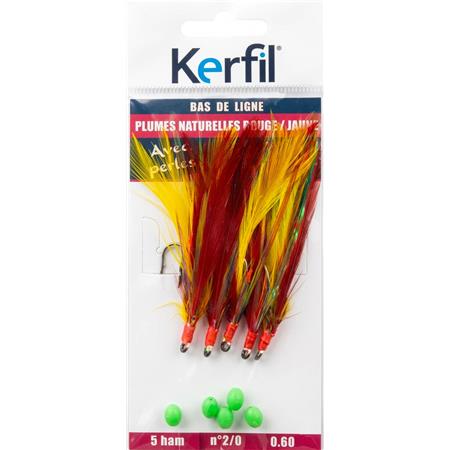 Sæt Af Fjer Kerfil Naturlige Fjer Rød/Gul Med Perler