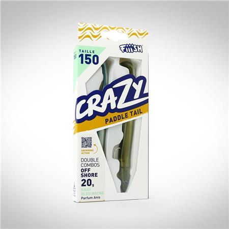 SÆT MED FÆRDIGMONTEREDE SOFTBAITS FIIISH DOUBLE COMBO CRAZY PADDLE TAIL 150 + JIGHEAD OFFSHORE