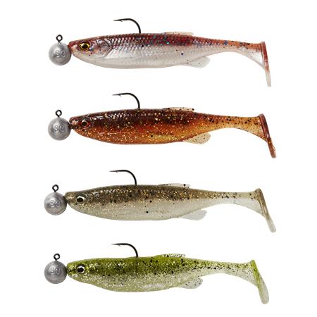 SÆT MED FÆRDIGMONTEREDE SOFTBAITS SAVAGE GEAR FAT MINNOW T-TAIL RTF