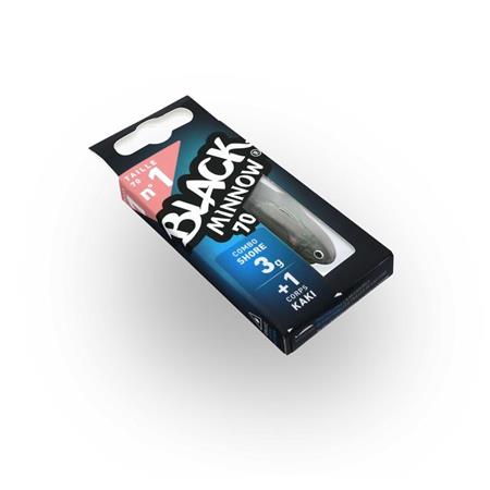 SÆT MED FÆRDIGMONTERET SOFTBAIT FIIISH COMBO BLACK MINNOW 70 + BLYHOVED SHORE