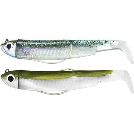 Sæt Med Monterede Softbaits Fiiish Double Combo Black Minnow 70 + Jighoved Shore