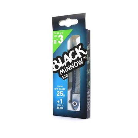 SÆT MED MONTERET SOFTBAIT FIIISH COMBO BLACK MINNOW 120 + MED OFFSHORE-BLYHOVED