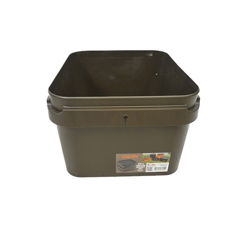 Seau Carre Rok Fishing Square Bucket Complet - 10L - Vert-Marron