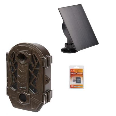 SET COMPLETO CAMERA DA CACCIA NUMAXES PIE1035 + CARTE SD 32 GO + PANNEAU SOLAIRE SOL1072