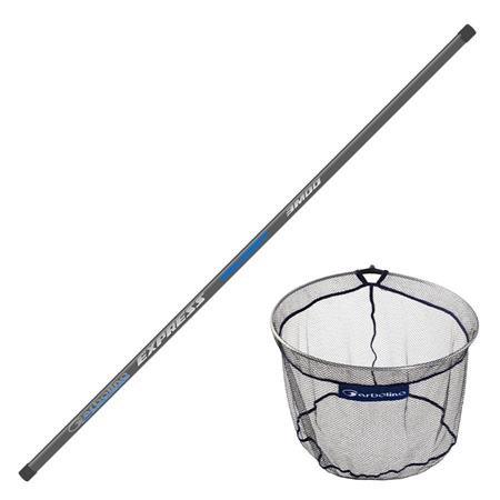 Set Manico + Testa Di Rete Da Pesca Garbolino Express Telenet + Leader Match