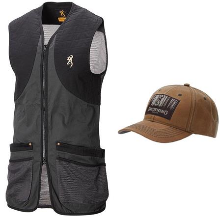 Shooting Vest Browning Classic Anthracite + Casquette Offerte