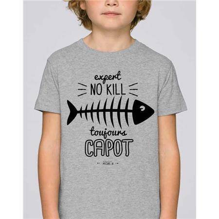 Short Sleeve T-Shirt For Kids Monsieur Pêcheur Expert No Kill - Heather Grey