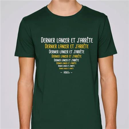 Short-Sleeved T-Shirt For Men - Green Monsieur Pêcheur Dernier Lancer Et J'arrête - Vert