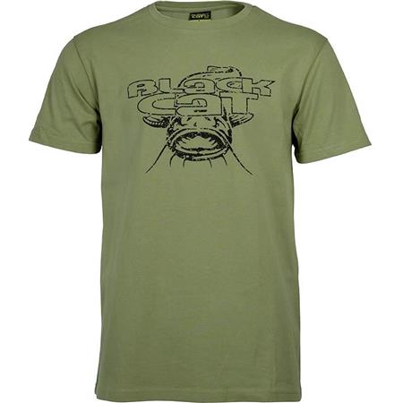 Short-Sleeved T-Shirt Man Black Cat Military Shirt Green