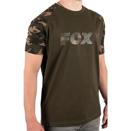 Short-Sleeved T-Shirt Man Fox Chest Print T-Shirt Kaki/Camo
