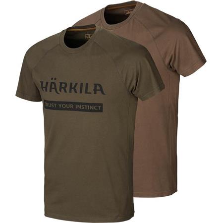 Short-Sleeved T-Shirt Man Harkila Logo Vert/Marron - Pack Of 2