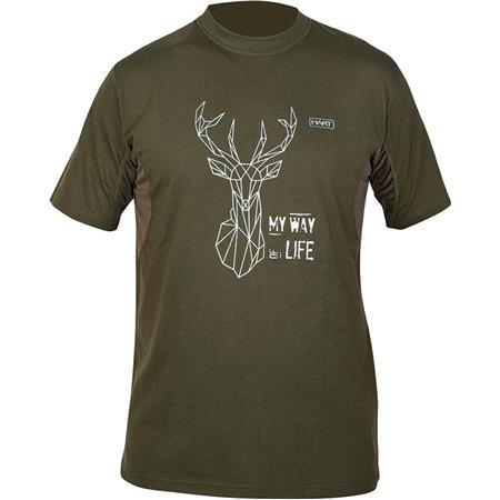Short-Sleeved T-Shirt Man Hart Branded Deer Khaki