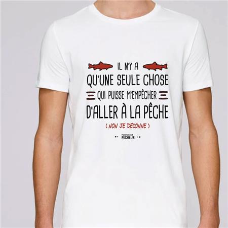 SHORT-SLEEVED T-SHIRT MAN - WHITE MONSIEUR PÊCHEUR IL N'Y A QU'UNE SEULE CHOSE - BLANC