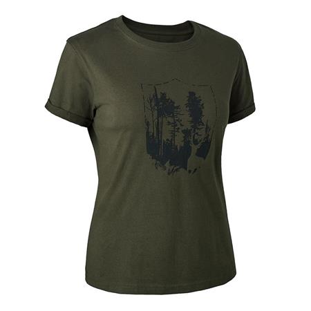Short-Sleeved T-Shirt Woman Deerhunter Lady With Shield Khaki