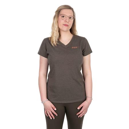 SHORT-SLEEVED WOMEN'S T-SHIRT - OLIVE FOX WC V NECK T - OLIVE