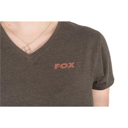 SHORT-SLEEVED WOMEN'S T-SHIRT - OLIVE FOX WC V NECK T - OLIVE