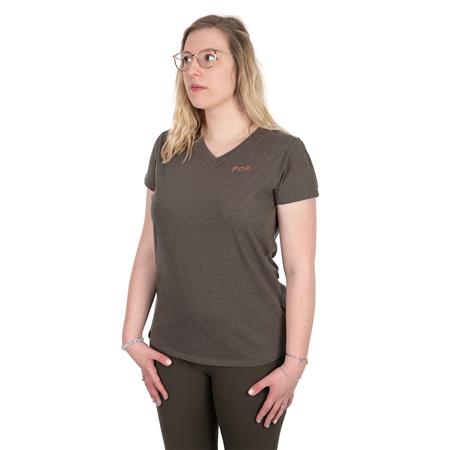 Short-Sleeved Women's T-Shirt - Olive Fox Wc V Neck T - Olive