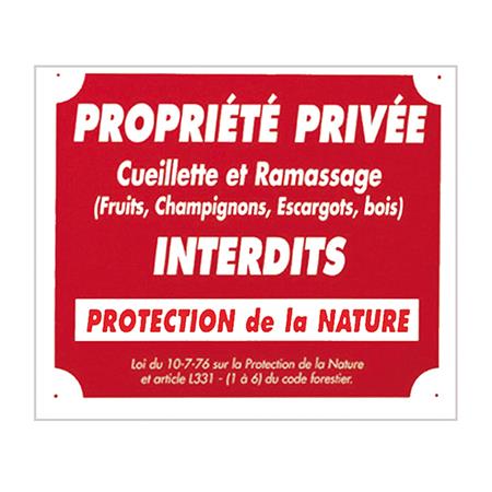 Signalisierungspaneel Europ Arm Propriété Privée Cueillette - Aluminium