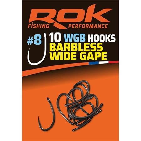 Single Hook Rok Fishing Barbless Wide Gape - Pack Of 10