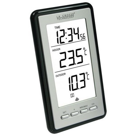 Sitzkiepe Thermometer La Crosse Technology Innen/Aussen Silber/Schwarz