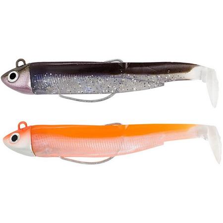 Soft Lure Kit Pre Rigged Fiiish Double Combo Black Minnow 70 + Tete Plombee Search
