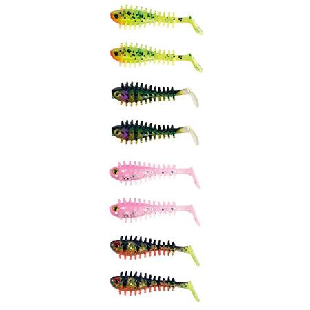 Soft Lures Kit Fox Rage Micro Spikey Fry Tail Uv Mixed Colour